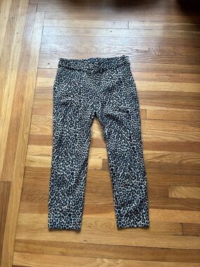 J Crew Winnie Leopard Print Cropped Pants - Tan & Black size 4